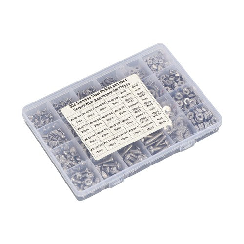 700Piece Nuts and Bolts Assortment Kit 4-40#6-32#8-32#10-24 Phillips Pan Head