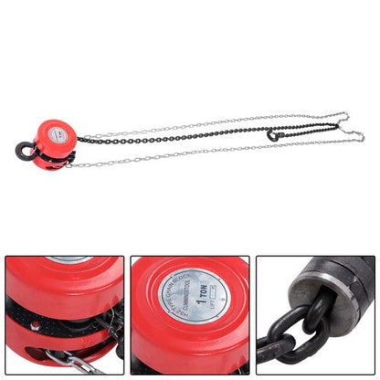 Chain Hoist Chain Block 1 Ton Capacity 10 Feet Lift Steel Construction Red