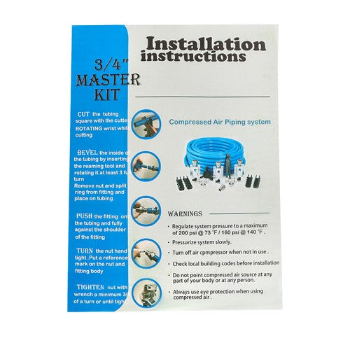 1 Set M7500 100 Feet Compressed Air Line System Piping Kit 3/4-Inch Pipe