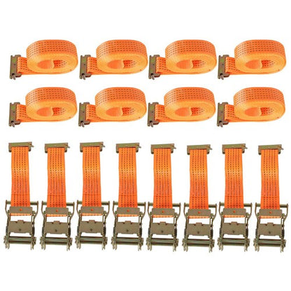 2 "x 20' 4000 lb E-Track Ratchet Straps Orange Heavy Duty Tie Downs New 8 Set