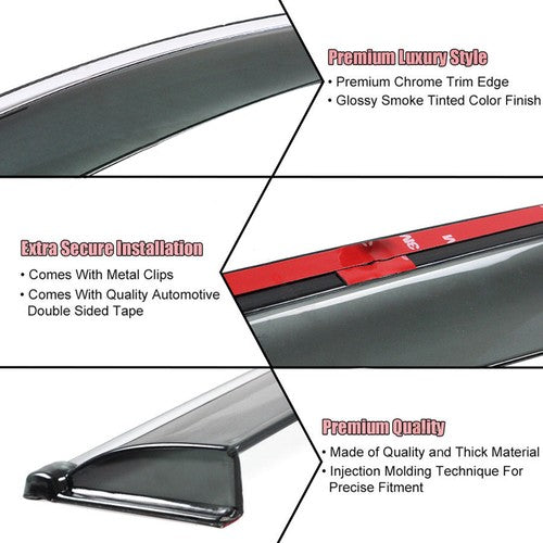 NEW Window Visor Smoke Tinted Acrylic Rain Guard For Infiniti Q50 2014-2020