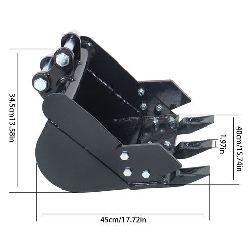 New Mini Excavator 400mm Tooth Bucket Digger Machine Attachment With Teeth