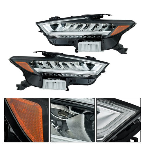 Fit For Nissan Maxima 2019 2020 2021 Front LED 1 Pair Headlights Assembly Set