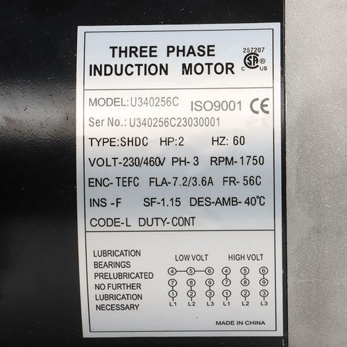 1800 RPM 2 HP General Electric Motor 3 Phase 56C Frame TEFC 230 / 460 Volt New