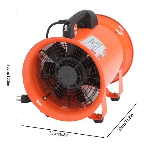 Steel Portable Blower 180W 900CFM 3450RPM 8 Inch 33ft Ducting Orange