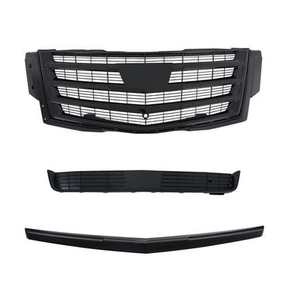 Gloss Black Front Center Mesh Grille Fit For Cadillac Escalade 2015-2020 3Pcs