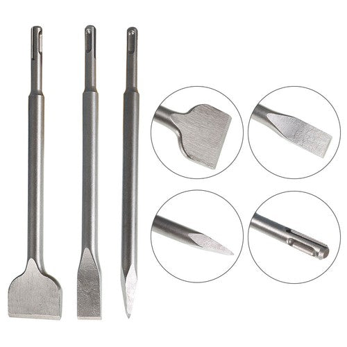 6-Pack Concrete Drill Bit Set Includes Point Chisel + 20mm & 40mm Flat Chisel