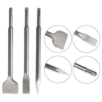 6-Pack Concrete Drill Bit Set Includes Point Chisel + 20mm & 40mm Flat Chisel