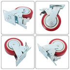 4 Pack 6' x 2' Heavy Duty Caster Wheel Swivel Plate PU With Brake Wheels