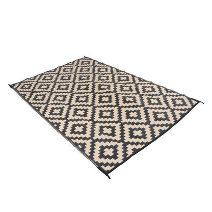 Waterproof Outdoor Rug Outdoor Plastic Straw Rug 6' x 9' Black & Beige Carpet