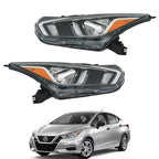 For Nissan Versa S SV 20-21 OE Pair LH+RH Headlight Assembly Set Chrome Housing