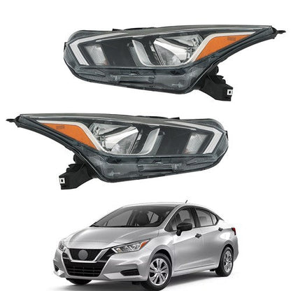For Nissan Versa S SV 20-21 OE Pair LH+RH Headlight Assembly Set Chrome Housing
