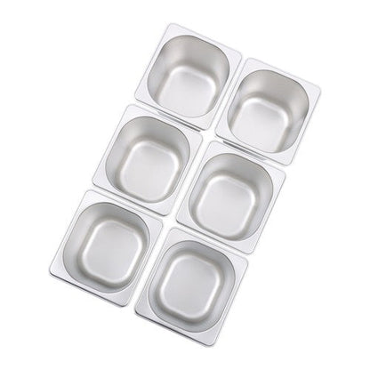 6 Pack 6 Inch Deep Thickened 1/6 Size Stainless Steel Steam Table Pans