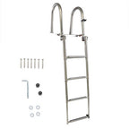 New Stainless Steel Telescoping Boat Ladder 4 Step Foldable Hand armrest