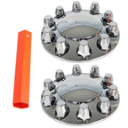 Wheel Axle Hub Cover Kit Semi Truck Wheel Front 33mm Nut Covers Set 2 Of Chrome