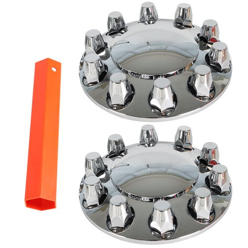 Wheel Axle Hub Cover Kit Semi Truck Wheel Front 33mm Nut Covers Set 2 Of Chrome