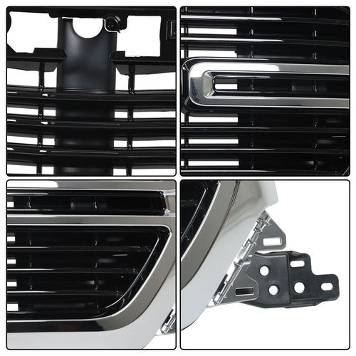 W/Chrome Grille Front Grill Glossy Black New For Dodge Ram 1500 2019 2020-2022