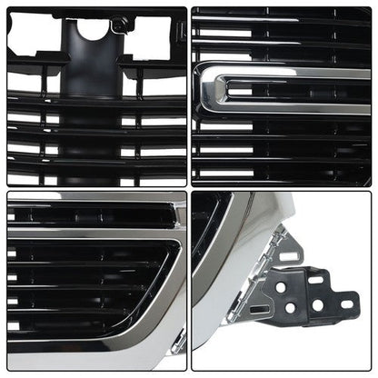 W/Chrome Grille Front Grill Glossy Black New For Dodge Ram 1500 2019 2020-2022