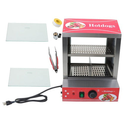 27L Hot Dog Machine Hot Dog Steamer with Bun Warmer 500W 175 Hotdogs 40 Buns