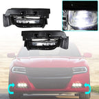 LED Fog Lamps Assembly w/ Switch+Wiring+Cover For Dodge Charger 15-17 LH+RH
