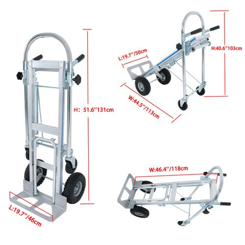 1000 LBS Capacity 3 in 1 Convertible Hand Truck for Warehouses & Factories