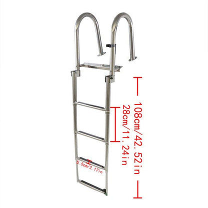 New Stainless Steel Telescoping Boat Ladder 4 Step Foldable Hand armrest