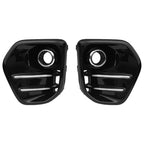 Fog Light Covers Bezels W/Chrome Trim Pair Black For 2017-2019 Kia Sportage EX