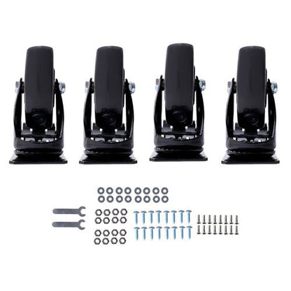 4 Inch Universal Heavy Duty Swivel Caster Wheels × 4 with Brakes Black