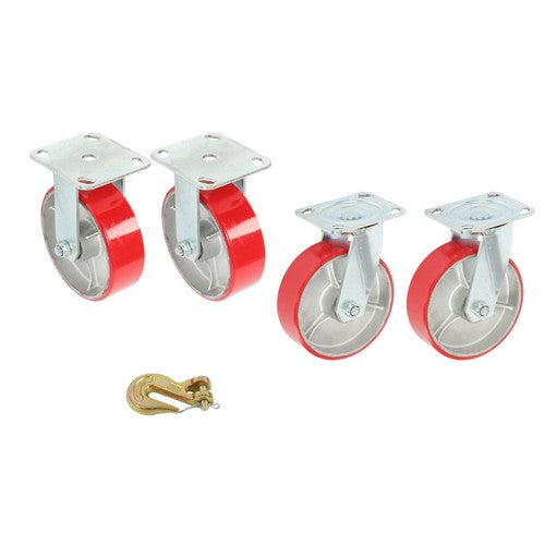 4 Pack Swivel Caster Wheels 6" × 2" Polyurethane 4800Lbs (2 Swivel & 2 Rigid)