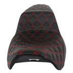 Red Lattice Stitch Carbon Fiber Gripper Step 2 Up Seat For Touring 2008-2020