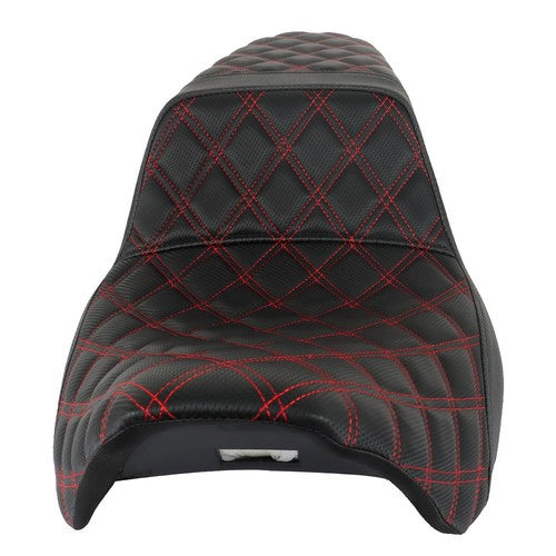 Red Lattice Stitch Carbon Fiber Gripper Step 2 Up Seat For Touring 2008-2020