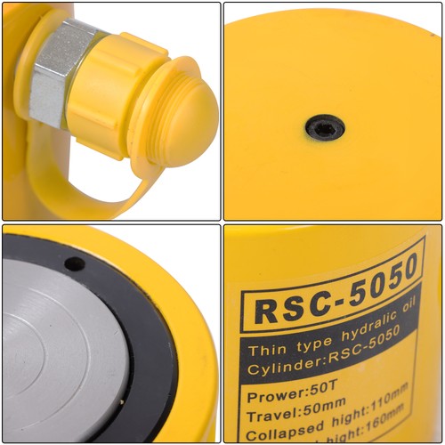 50 Ton Solid Hydraulic Ram Cylinder Jack 50 mm 2" Stroke Single Acting Pump