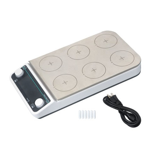 6x500ml 6 Magnetic Heating Stirrer Multi-Position Magnetic 120℃/248℉ 50-1200RPM
