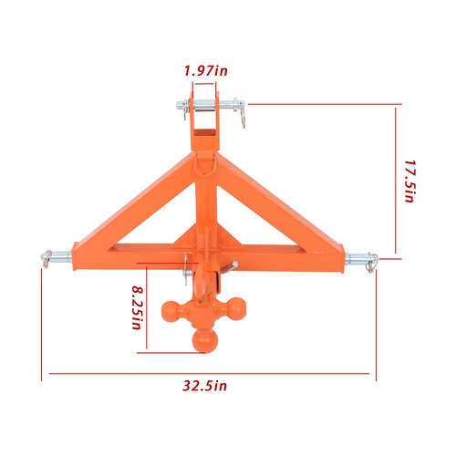 Quick Hitch Adapter For Kubota Tractor 3 Point 2" Trailer Hitch Receiver Drawbar