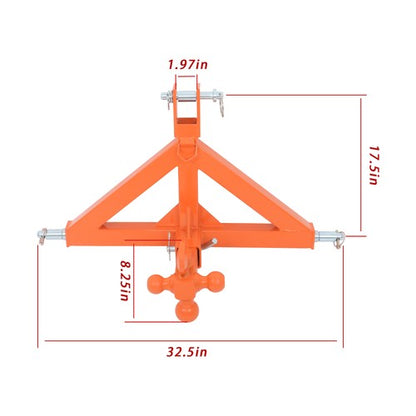 Quick Hitch Adapter For Kubota Tractor 3 Point 2" Trailer Hitch Receiver Drawbar