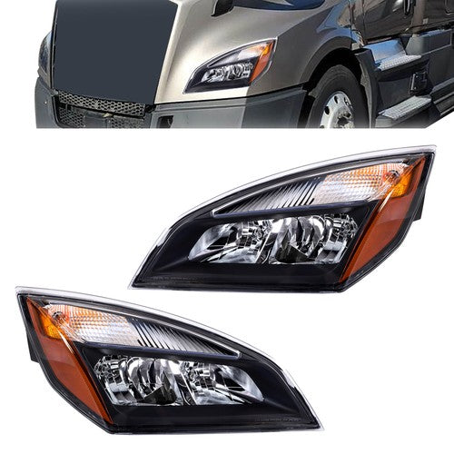 Left and Right Headlights For Freightliner Cascadia 2018-2023 Halogen w/ Bulb/s