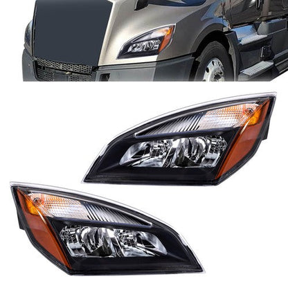 Left and Right Headlights For Freightliner Cascadia 2018-2023 Halogen w/ Bulb/s