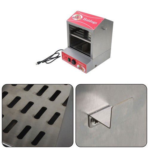 27L Hot Dog Machine Hot Dog Steamer with Bun Warmer 500W 175 Hotdogs 40 Buns