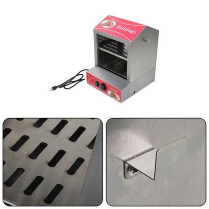 27L Hot Dog Machine Hot Dog Steamer with Bun Warmer 500W 175 Hotdogs 40 Buns