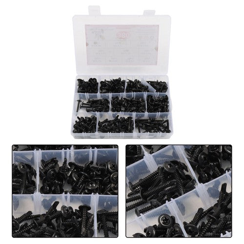 380Pcs Self Tapping Phillips Screws Kits #8 #10 Stainless Steel 410 With Box