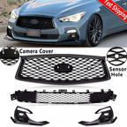 For 2018-2024 Infiniti Q50 Sport Front Upper Lower Grille Fog Light Bezels Cover