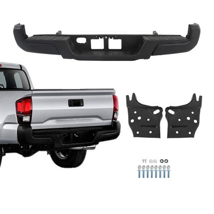 For Toyota Tacoma 2016-2023 Powdercoated Black Rear Step Bumper W/o Sensor Holes