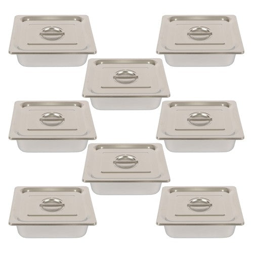 Restaurant Steam Table Pans 8 Pack 1/2 Size 4 Inch Deep Thickened with Lid