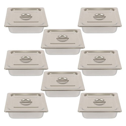 Restaurant Steam Table Pans 8 Pack 1/2 Size 4 Inch Deep Thickened with Lid