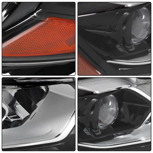 For Nissan Rogue 2014-2016 RH&LH Black Housing Clear Lens LED Type Headlights