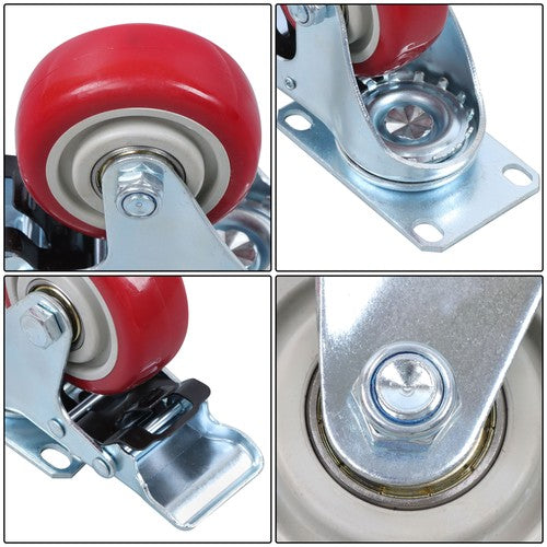 3 Inch Industrial Heavy Duty Swivel Caster Wheels with Brake Set of 4 Safety