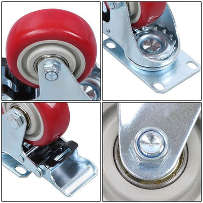 3 Inch Industrial Heavy Duty Swivel Caster Wheels with Brake Set of 4 Safety