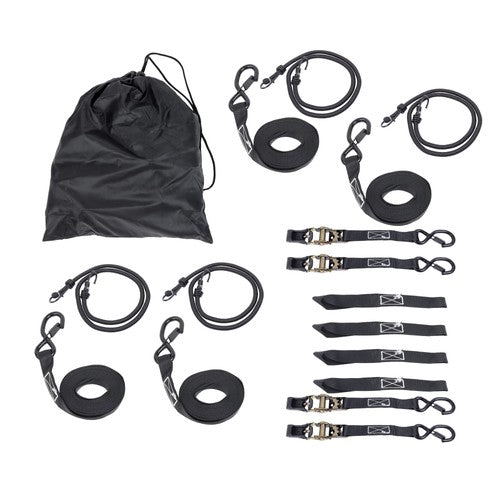 4 Pack Steel Ratchet Strap Black Fracture Strength 2200lbs 1in*15ft S Hooks