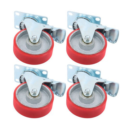 4 Inch Heavy Duty Casters, Swivel Caster Wheels with Brake, Polyurethane
