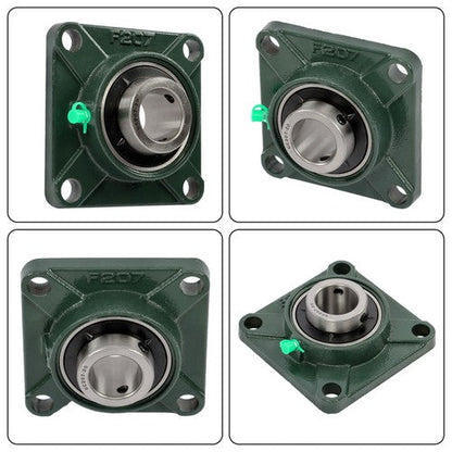2 × UCF207-20 1-1/4" Bore Pillow Block Flange Bearing 4 Bolt Solid Base